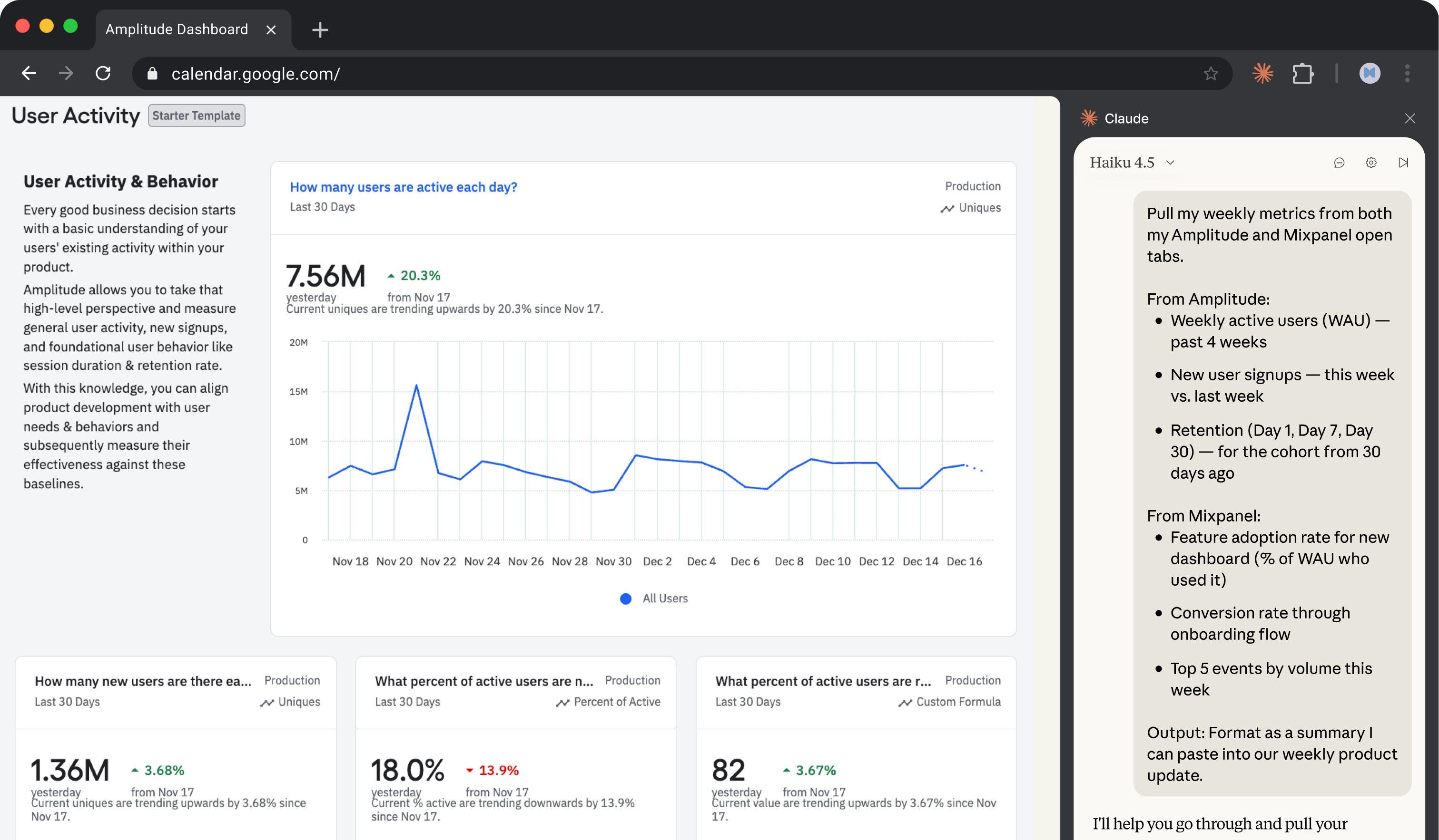 Pull metrics from analytics dashboards result