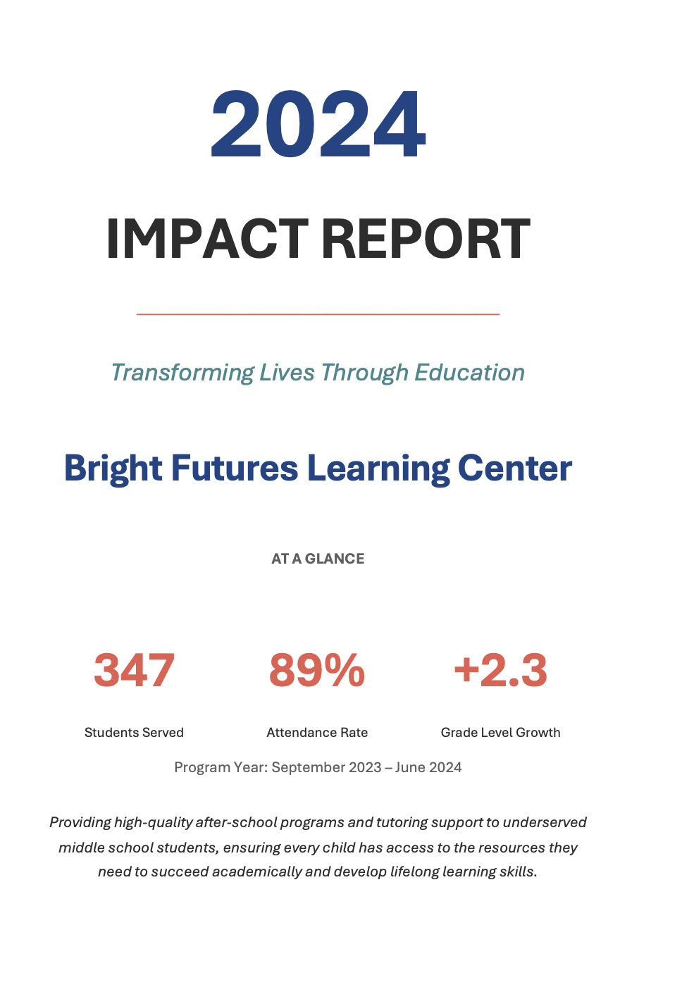 Write an impact report result